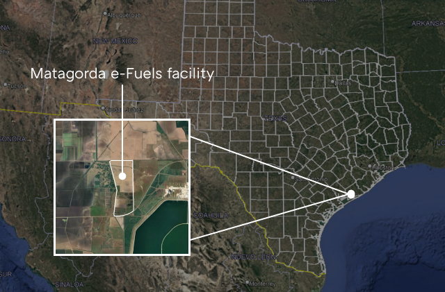 Mapa 2 de las instalaciones de Matagorda e-Fuels